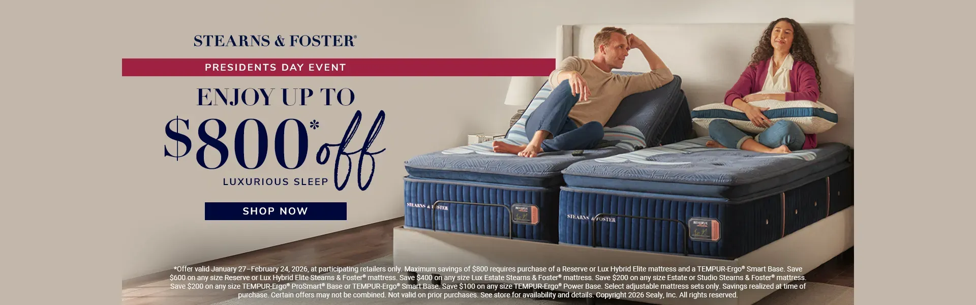 Stearns & Foster Presidents' Day sale